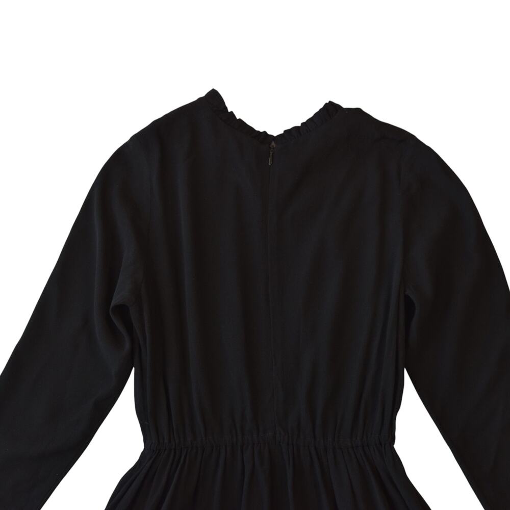 Sandro Paris Black Long Sleeve Ruffle Collar Dress Size 34 - Picture 5 of 7